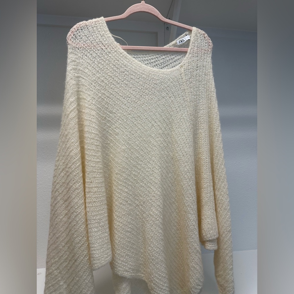 Zara Cream Knit Poncho